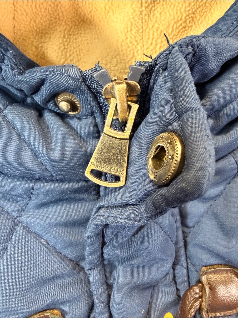 Perry Ellis Boys Navy Quilted Hooded Toggle Coat Size 6 - Picture 7 of 10